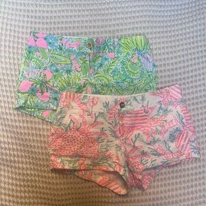 2 pairs Lilly Pulitzer Vibrant Floral  Shorts bundle size 6 pink and green